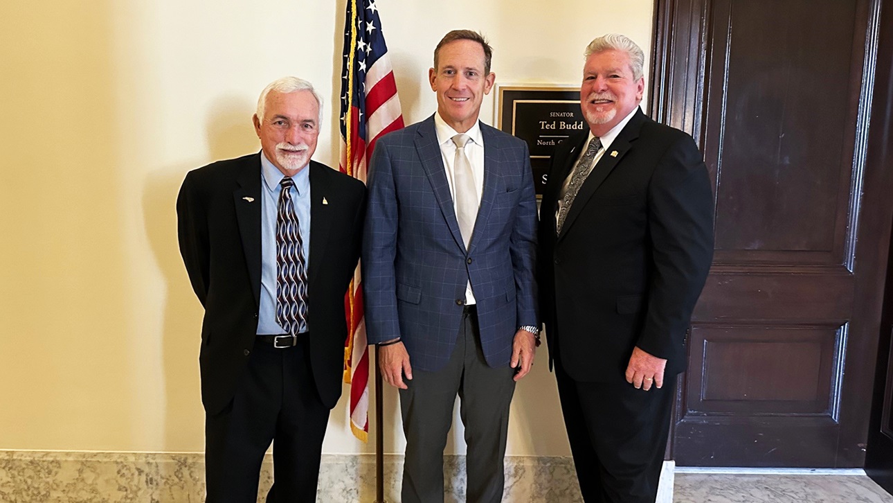 Buddy Hughes and Carl Harris with Senator Ted Budd